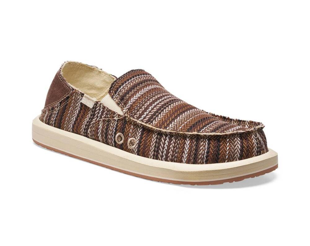 NEW SANUK men's donny novelty slip-on shoe in brown multi